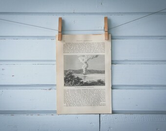 1897 Vintage Lake Ilopango Lithograph Illustration