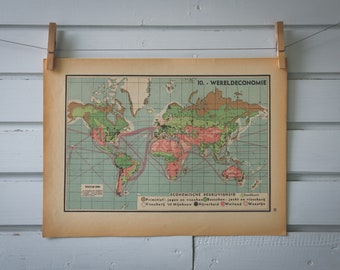 1941 Vintage World Economy Map