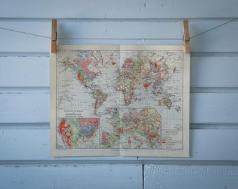 1907 Vintage World Geology Map