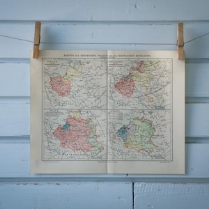 1907 Vintage Poland History Map