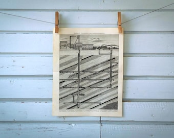 1907 Vintage Mining Lithograph Illustration