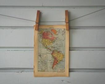 1922 Vintage Map of the Americas