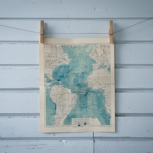 Carte vintage de l'océan Atlantique de 1907