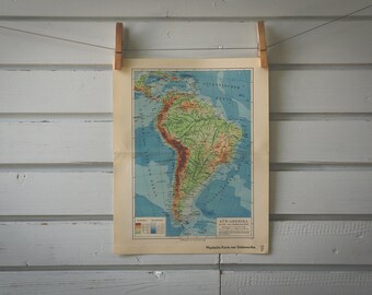 1936 Vintage South America Map