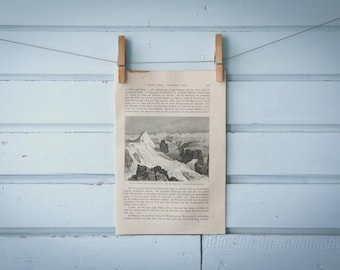1897 Vintage Kaiser Franz Joseph Fjord Lithograph Illustration