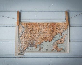 1910 Vintage Nice & Surroundings Map