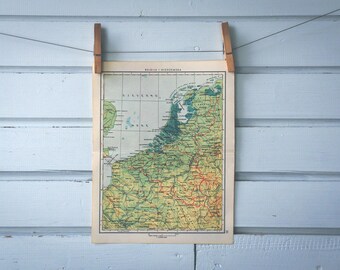 1965 Vintage Netherlands & Belgium Map