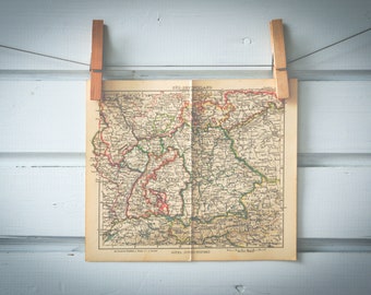 1931 Vintage South Germany Map