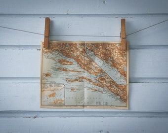 1911 Vintage Central & South Dalmatia Map