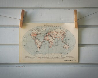 1936 Vintage World Air Traffic Map