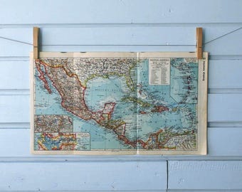 1938 Vintage Map of Central America