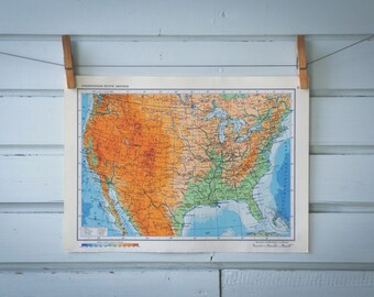 1967 Vintage USA Map