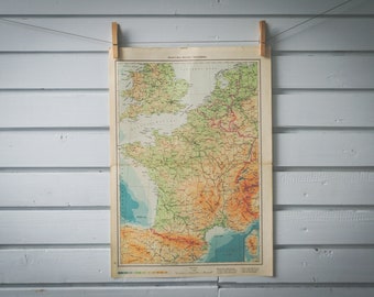 1961 Vintage Map of France