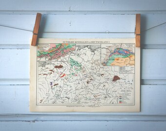 1925 Vintage Germany Ore Deposits Map