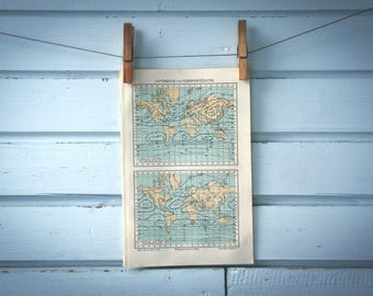 1907 Vintage Wind & Pressure World Map