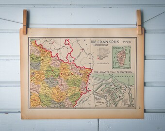 1941 Vintage Northeast France Map