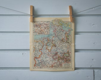 1936 Vintage Northwest Germany Map