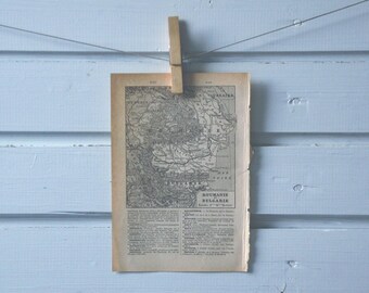 1932 Vintage Romania & Bulgaria Map