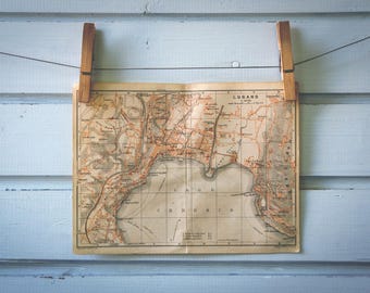 1908 Vintage Lugano Map