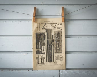 1887 Vintage Mining Lithograph Illustration