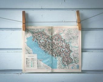 1952 Vintage Yugoslavia Map