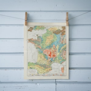 1907 Vintage Geologie Karte von Frankreich