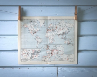 1907 Vintage Ore Deposits World Map