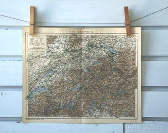 1894 Vintage Switzerland Map
