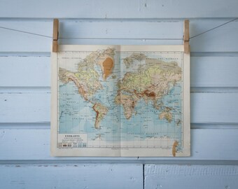 1907 Vintage World Map
