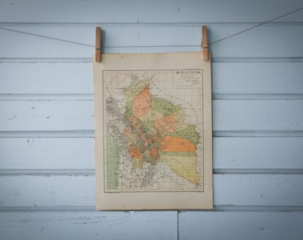 1937 Vintage Map of Bolivia