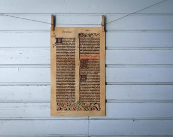 1907 Vintage Gutenberg Bible Page Facsimile