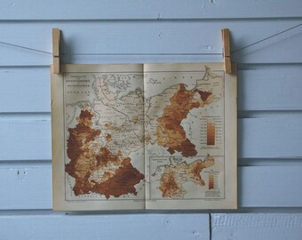 1890 Vintage Germany Religion Map