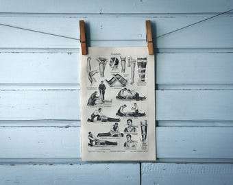 1907 Vintage First Aid Lithograph Illustration