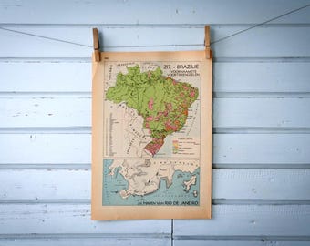 1941 Vintage Brazil Map