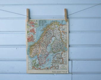 1938 Vintage Scandinavia Map