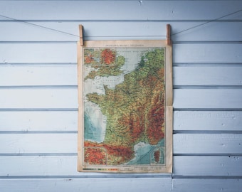 1952 Vintage Map of France