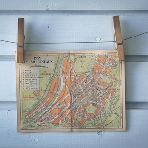 Carte vintage d'Issy-les-Moulineaux des années 1950