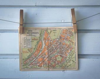 1950s Vintage Issy-les-Moulineaux Map