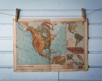 1900s Vintage North America Map