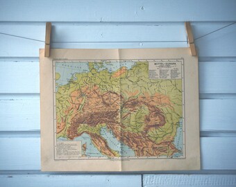 1910s Vintage Mitteleuropa Map