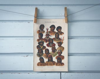 1907 Vintage Native Americans Chromolithograph Illustration