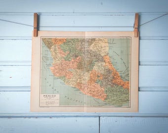1937 Vintage Central Mexico Map