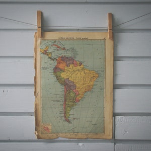 1939 Vintage South America Map image 1
