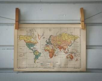 1907 Vintage Government Types World Map