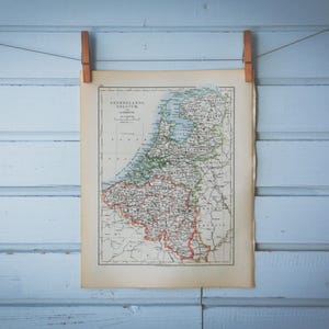 1901 Vintage Netherlands & Belgium Map