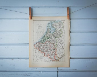 1901 Vintage Netherlands & Belgium Map
