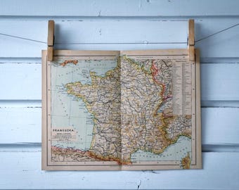 1890 Vintage Map of France