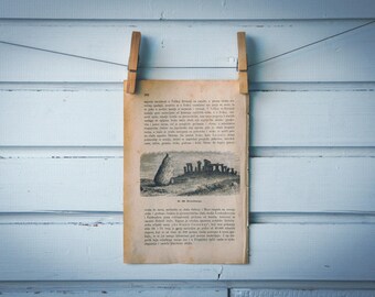 1890 Vintage Stonehenge Lithograph Illustration