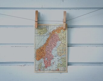 1956 Vintage Scandinavia Map