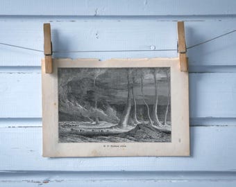 1888 Vintage Desert Whirlwinds Lithograph Illustration